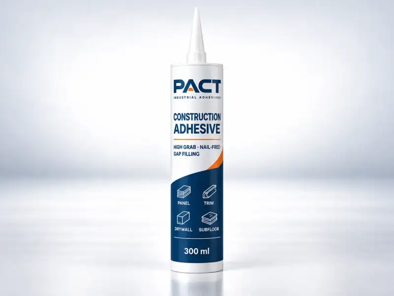 PACT construction adhesive in a 300 ml cartridge, for panel, trim, drywall and subfloor work