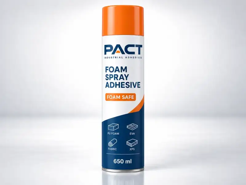 PACT foam spray adhesive in a 650 ml aerosol can, labelled for PU foam, EVA, fabric and XPS