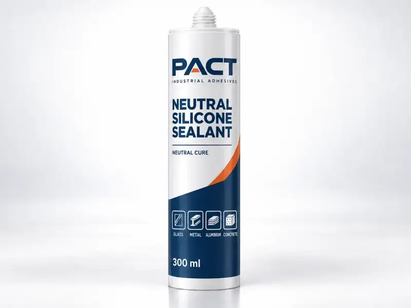 PACT neutral cure silicone sealant in a 300 ml white cartridge, labelled for glass, metal, aluminium and concrete