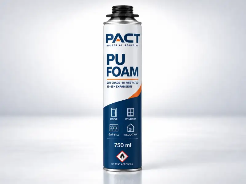 PACT PU foam in a 750 ml gun-grade aerosol can with threaded valve for foam gun application