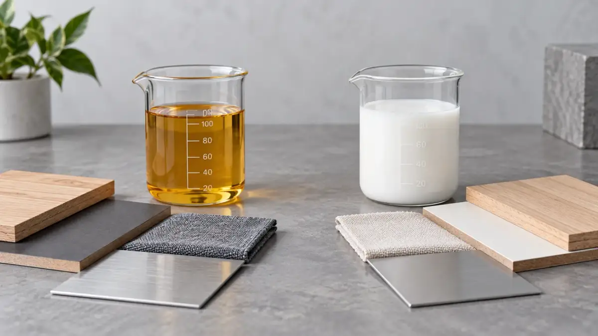 Solvent-based and water-based contact adhesive drums with their respective VOC data sheets